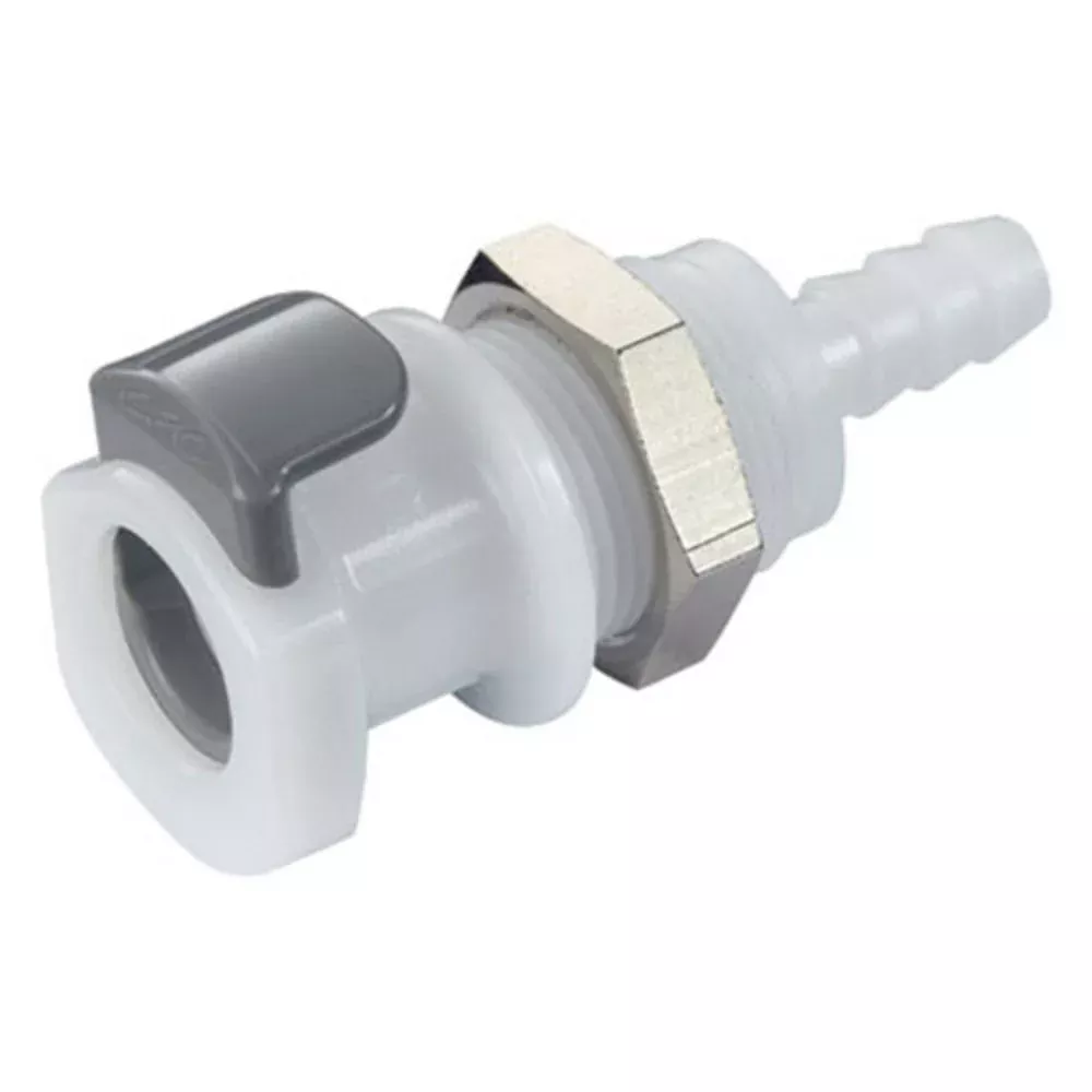 APCD16004 Valved Panel Mount Hose Barb Coupling Body 1/4 ID Barb