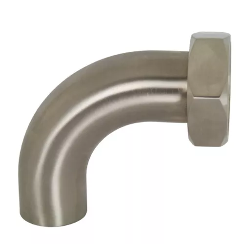 B2FP-G300 - Polished 90° Plain Bevel Seat with Hex Nut x Weld Elbow