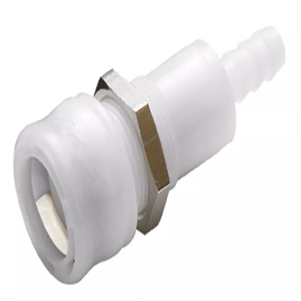 BACD16004 Valved In-Line Panel Mount Hose Barb BreakAway Coupling Body 1/4 ID Barb