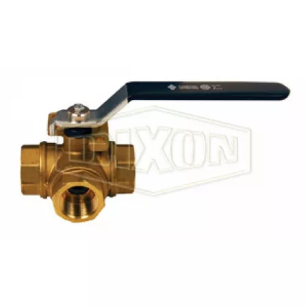 BBV100TW - 3-Way Brass Diverting Ball Valve L Flow