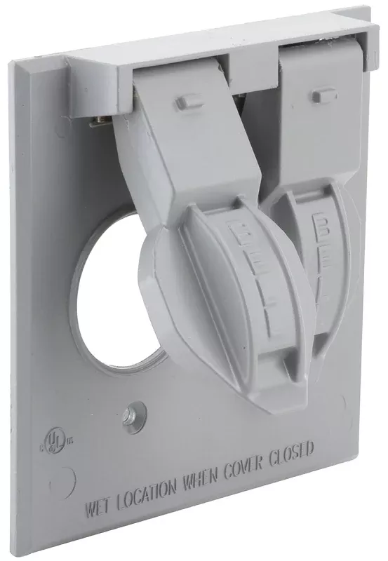 Bell Outdoor 5157-0 Cover, 1-13/32 in Dia, 4-17/32 in L, 4-17/32 in W, 2-Gang, Aluminum, Gray, Powder-Coated
