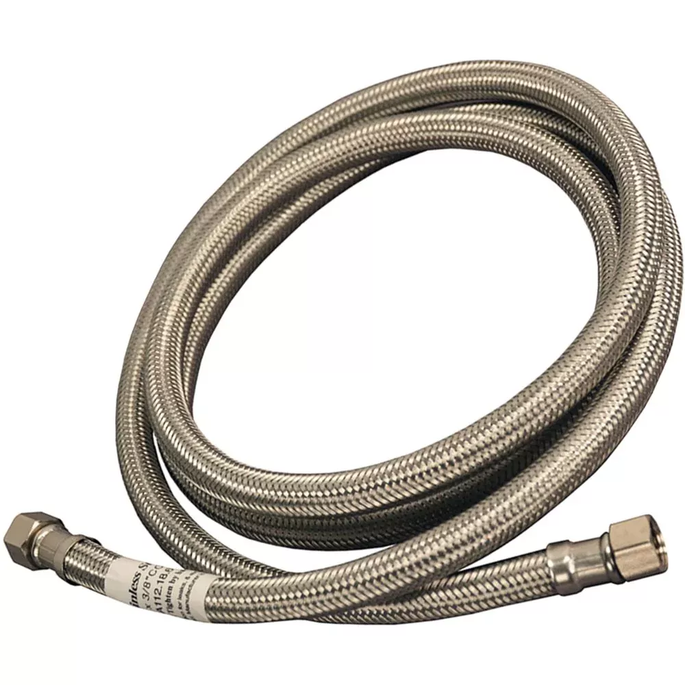 Braided Stainless Steel Water Supply 3/8 Compression x 3/8 Compression x 48" L