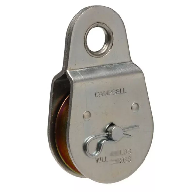 Campbell T7550402 Pulley, Fixed Eye, Single Sheave, 3/8 in Rope, 480 lb Working Load, 2 in Sheave, Zinc