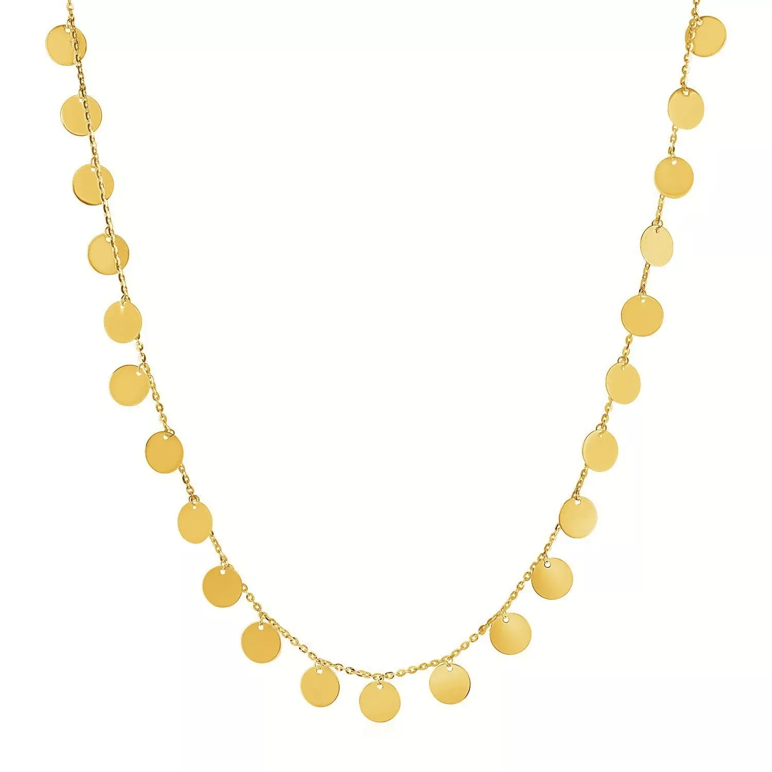 Choker Necklace with Polished Discs in 14k Yellow Gold