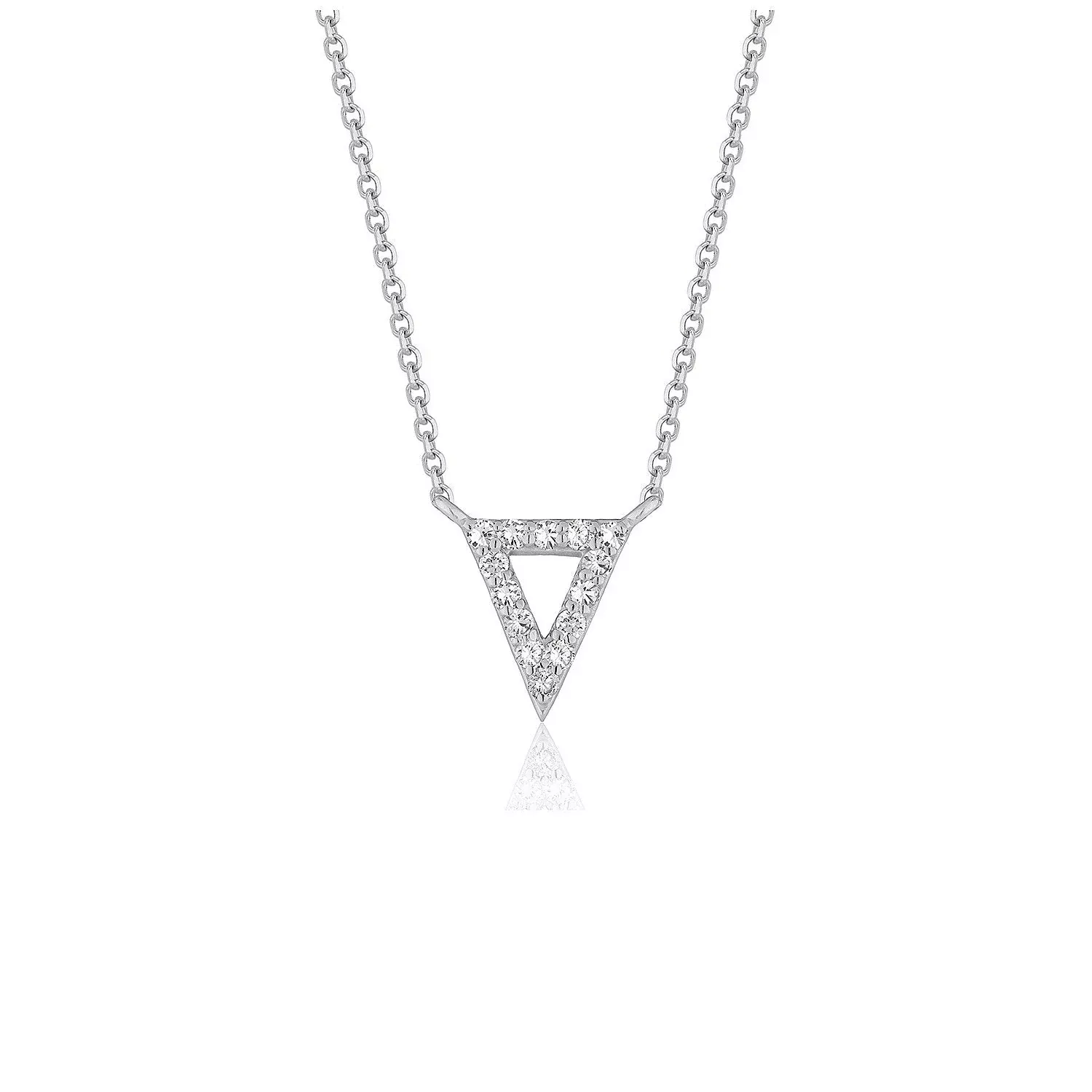 Diamond Inverted Triangle Pendant in 14k White Gold