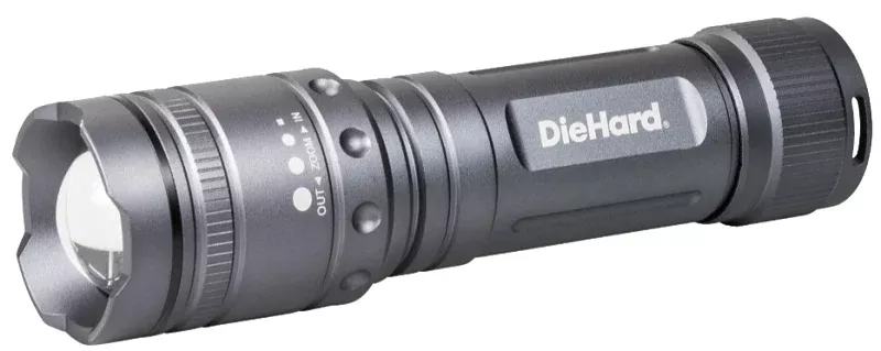 DieHard 41-6123 Twist Flashlight, AA Battery, Alkaline Battery, LED Lamp, 1700 Lumens, Flood, Spot Beam, Gray