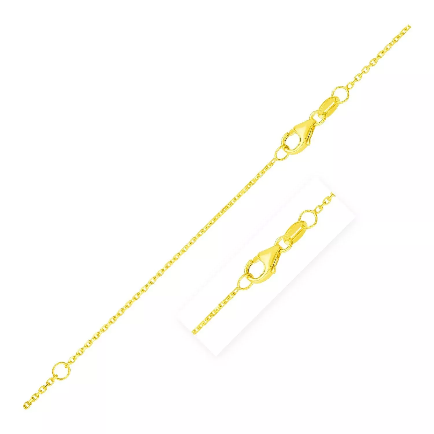 Double Extendable Diamond Cut Cable Chain in 14k Yellow Gold (0.8mm)