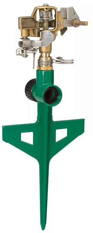 Dramm 15064 Stake Impulse Sprinkler, Green, Full-Circle, Part-Circle, 70 ft, Circular, Brass/Plastic/Zinc