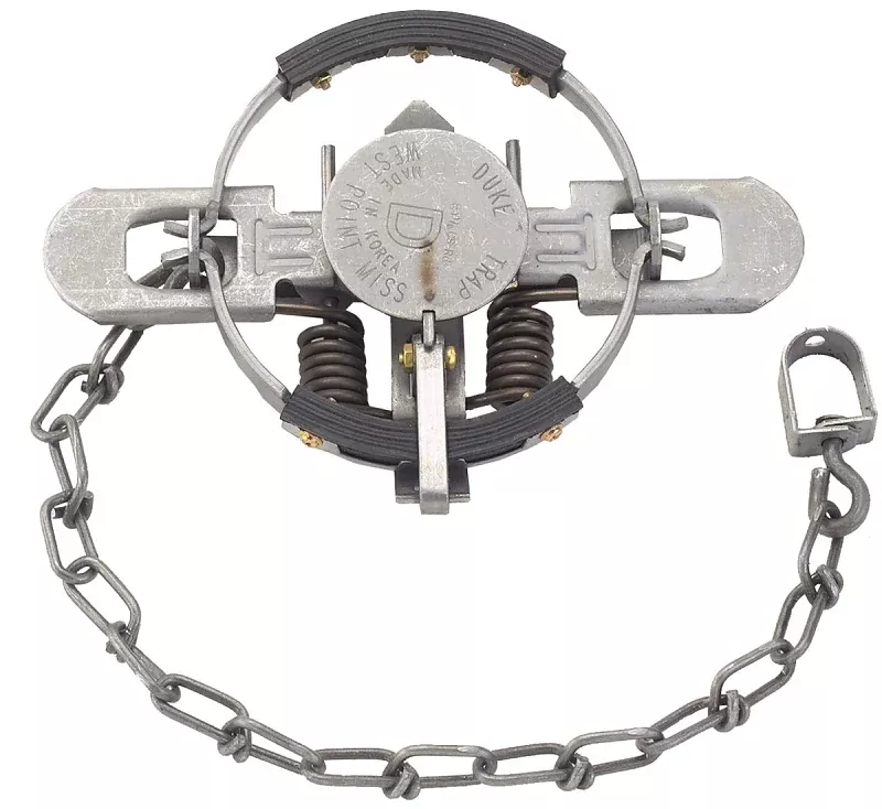 Duke Traps 0473 Coil Spring Trap, Spring Locking, For: Fox, Mink, Raccoon