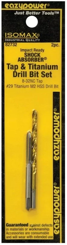 Eazypower SHOCK ABSORBER Series 82732 Tap and Drill Set, #8-32 Thread, UNC Thread, Straight Flute, HSS