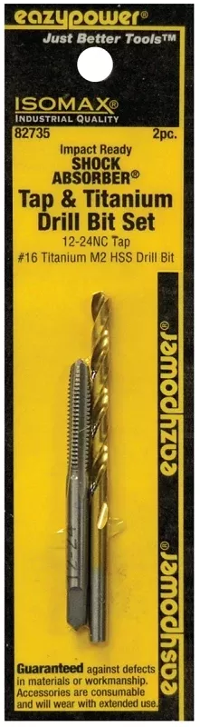 Eazypower SHOCK ABSORBER Series 82735 Tap and Drill Set, #12-24 Thread, UNC Thread, Straight Flute, HSS
