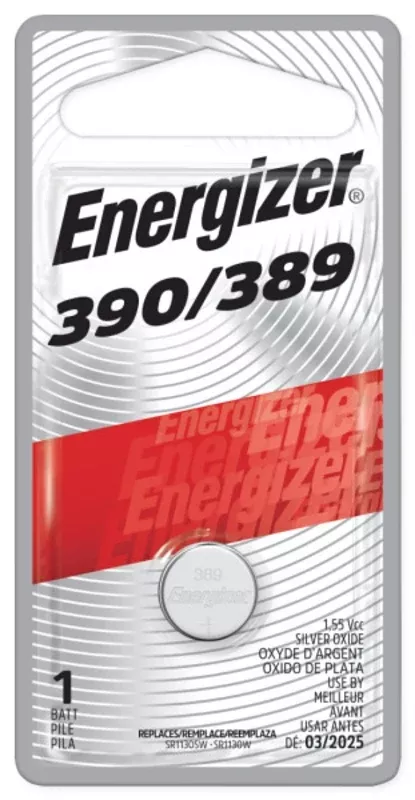 Energizer 389BPZ Coin Cell Battery, 1.5 V Battery, 52 mAh, Silver Oxide, Pack of 6