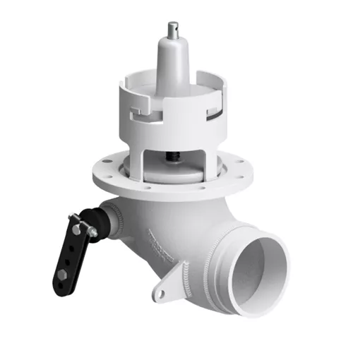 EV46398ALB - 4" Aluminum Flat Seat Emergency Valve – Manual – 90 Degree Elbow