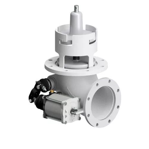EV46428ALB - 4" Aluminum Flat Seat External Air Emergency Valve – 90 Degree Elbow