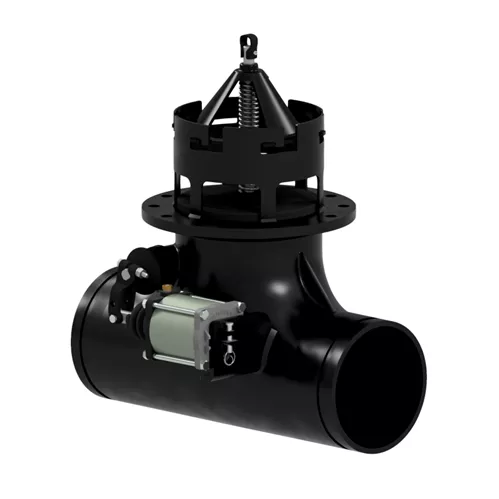 EV47066AYBN - 6" x 6" Black Epoxy Coated Tee – Flanged or Grooved Outlet – External Air