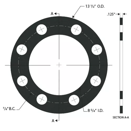 FF-800-FKM-150 - 8"150# Viton FF 1/8"thk Gasket