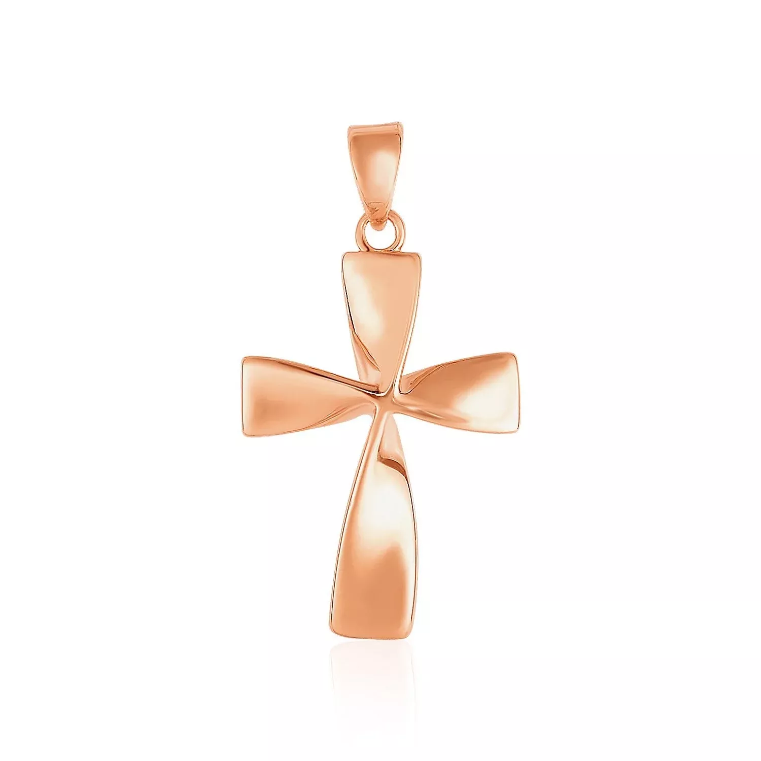 Flat Twisted Cross Pendant in 14k Rose Gold