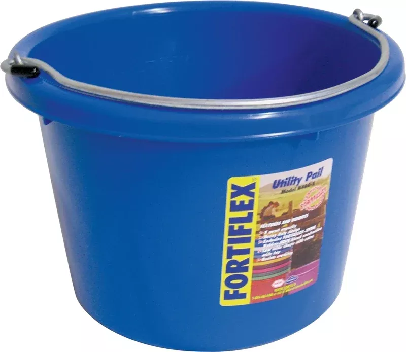 Fortex-Fortiflex N4008BL Utility Pail, 8 qt Volume, Fortalloy Rubber Polymer, Blue