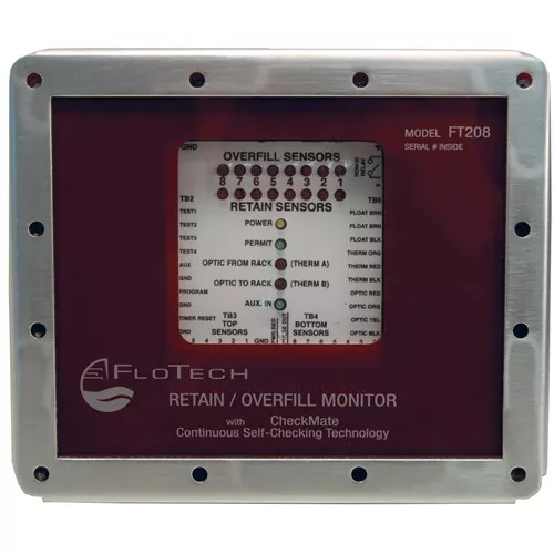 FT208 - FloTech Checkmate Overfill/Retain Black and White, 2-Wire System Onboard Monitor
