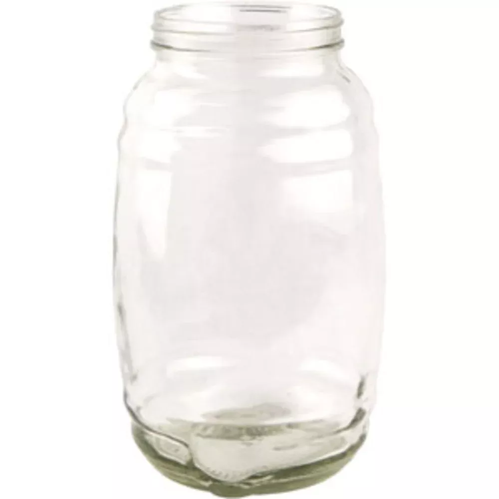 Glass Jar 1 Gallon Barrel Shape w/ Pour Lid and Handle - 4 Pack