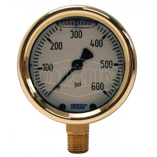 GLBR100 - Brass Liquid Filled Lower Mount Gauge