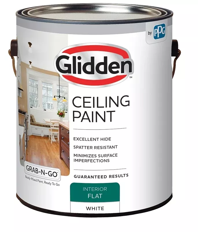 Glidden Grab-N-Go 2070T/01 Ceiling Paint, Flat, White, 1 gal, Latex Base, Pack of 4