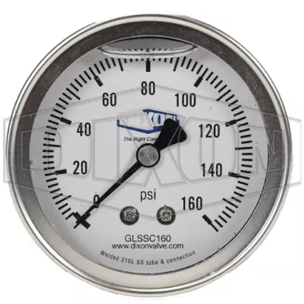 GLSSC100 - Stainless Liquid Filled Center Back Mount Gauge