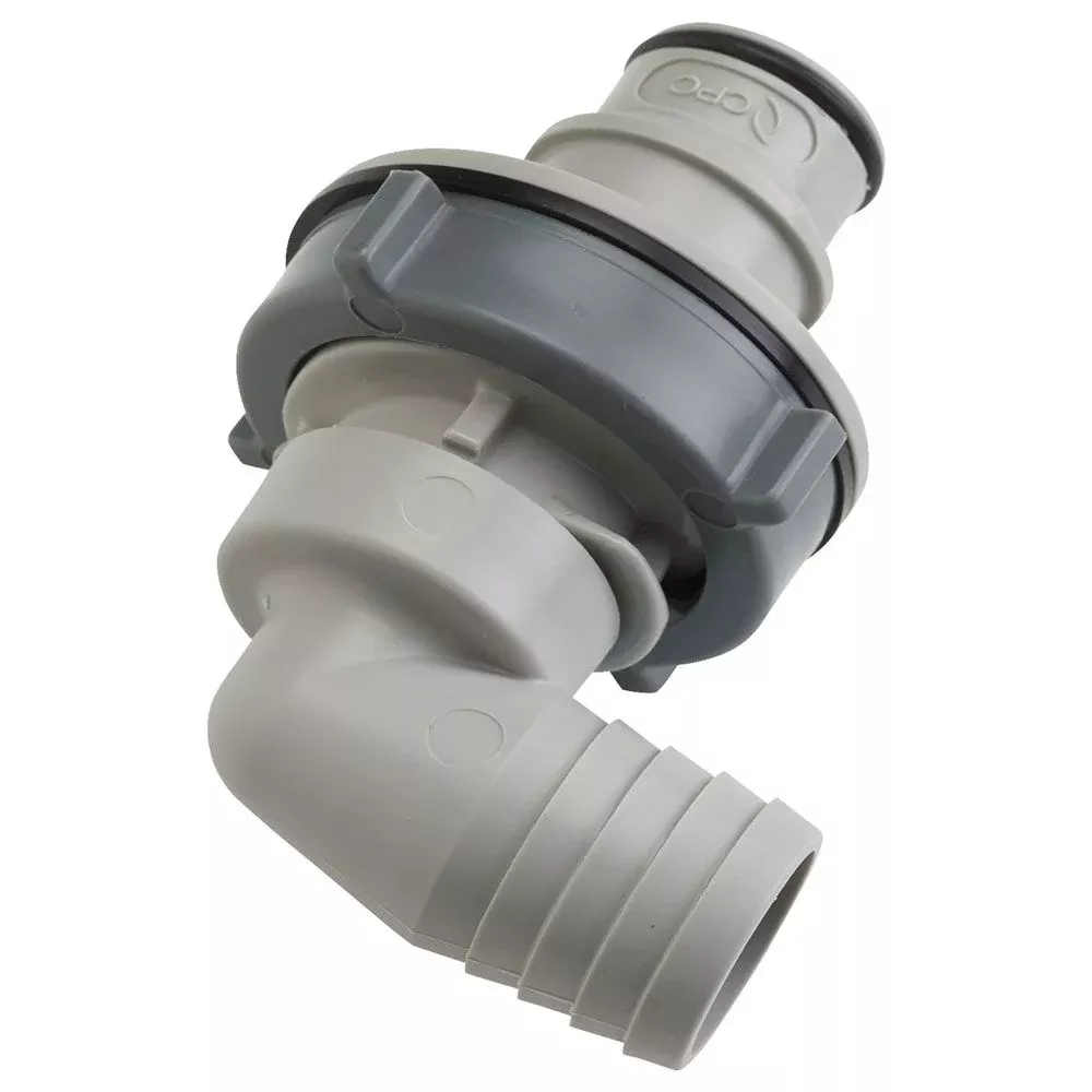 HFC431212 Non-Valved Elbow Panel Mount Hose Barb Coupling Insert 3/4 ID Barb