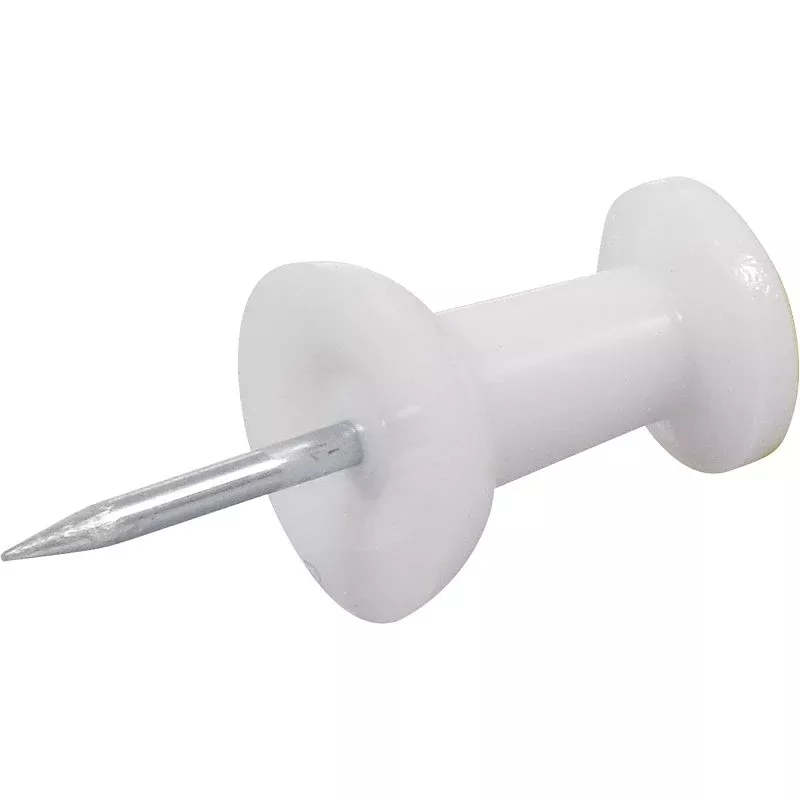 Hillman 122641 Push Pin, 5 in L, Plastic, White, Pack of 6