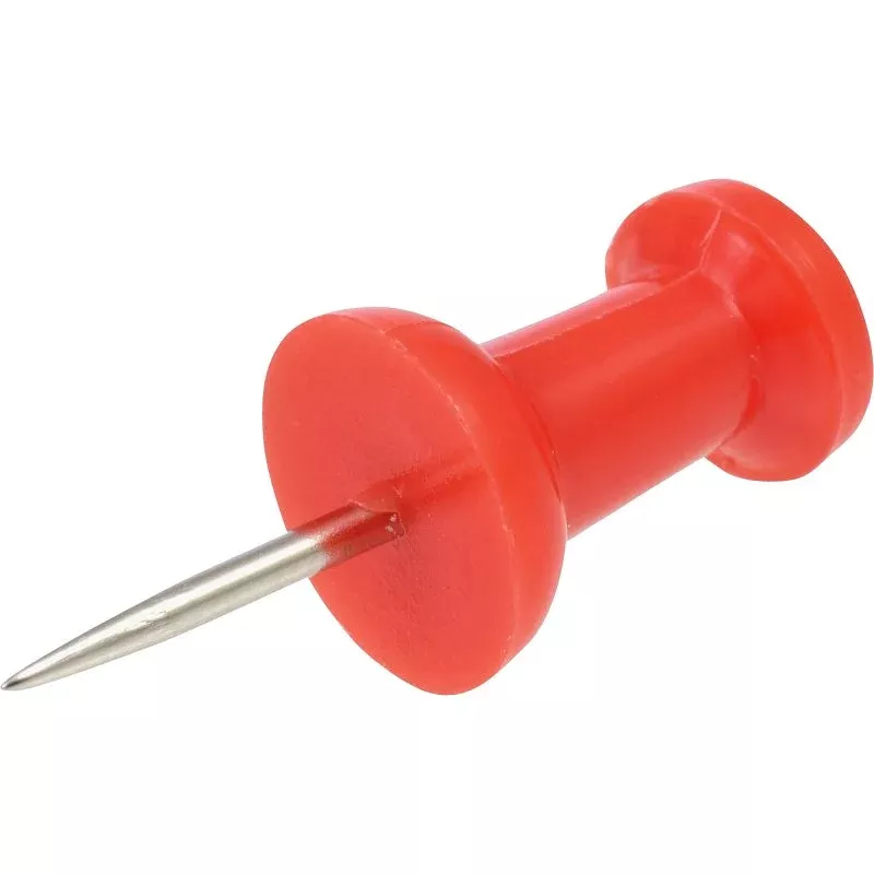 Hillman 122642 Push Pin, 5 in L, Plastic, Red, Pack of 6