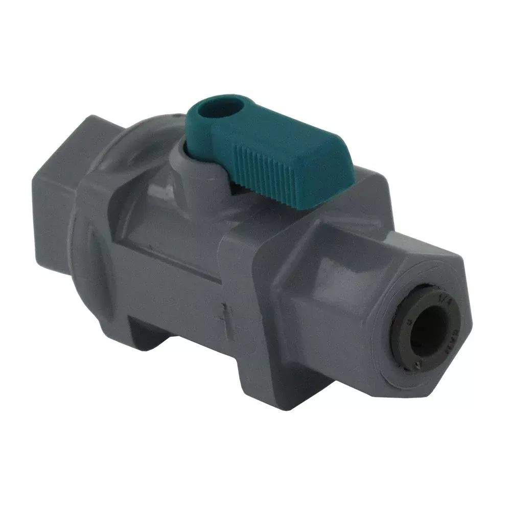 Inline Ball Valve PVC - 1/4 Tube x 1/4 Female NPTF