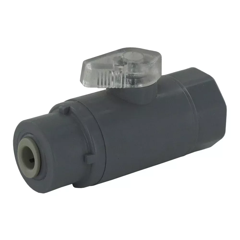 Inline Ball Valve PVC - 1/4 Tube x 3/8 Female NPTF