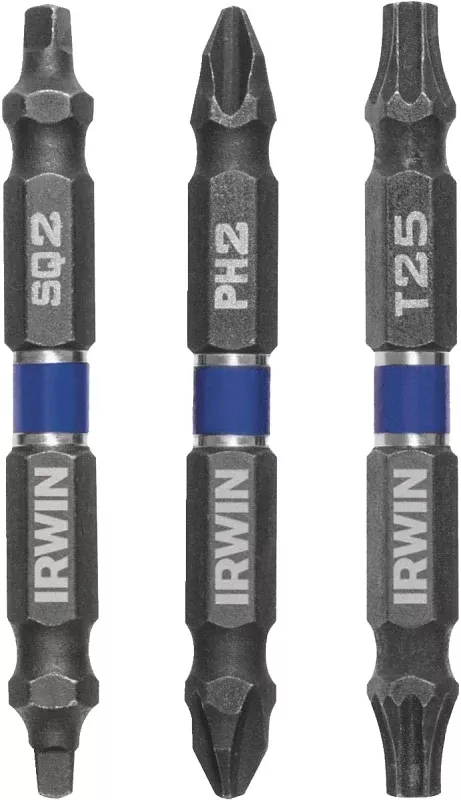 Irwin IWAF32DEP2S23 Impact Bit Set, 3-Piece, Double-Ended, Steel