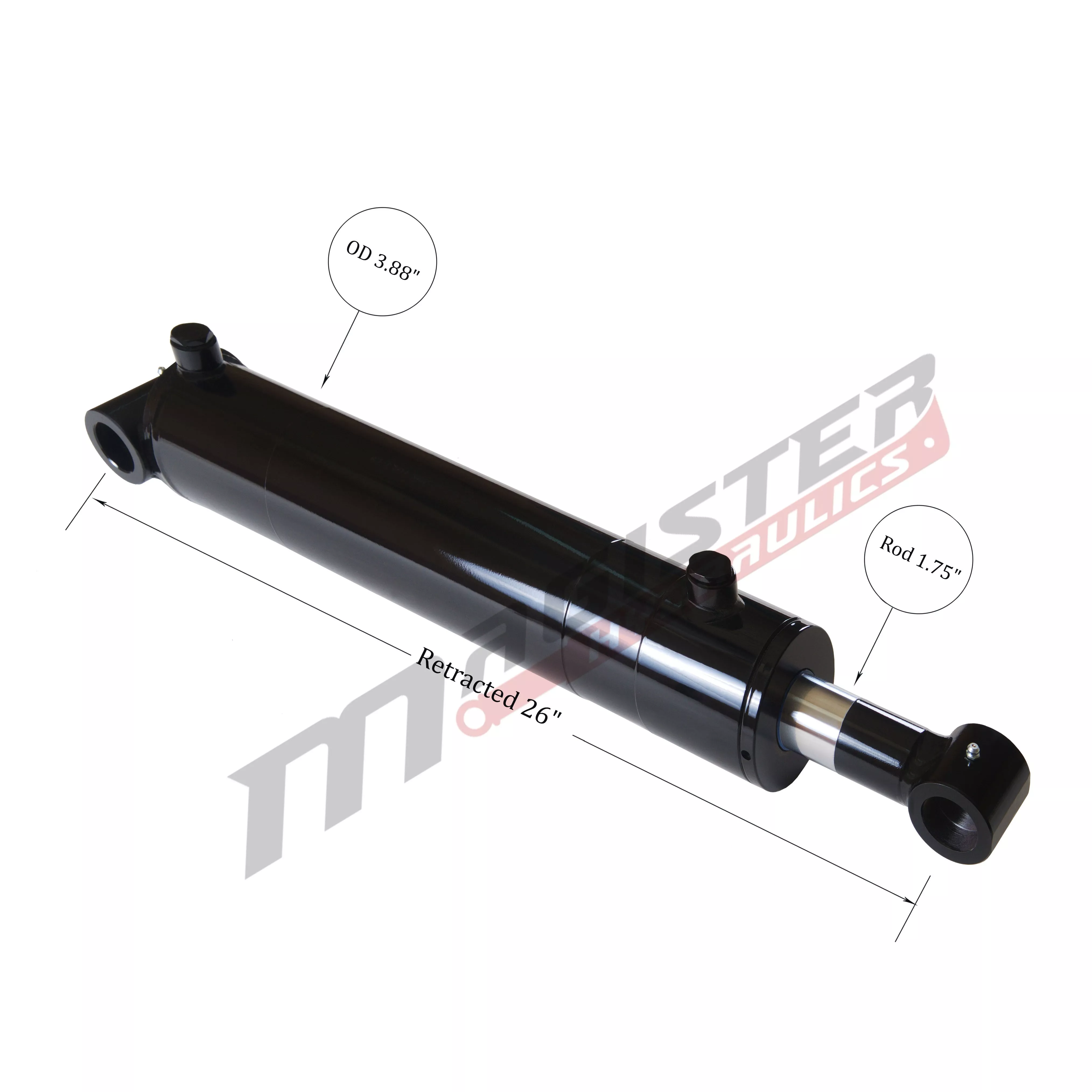 Magister 3.5" bore x 16" stroke cross tube hydraulic cylinder - WCT 3.5x16