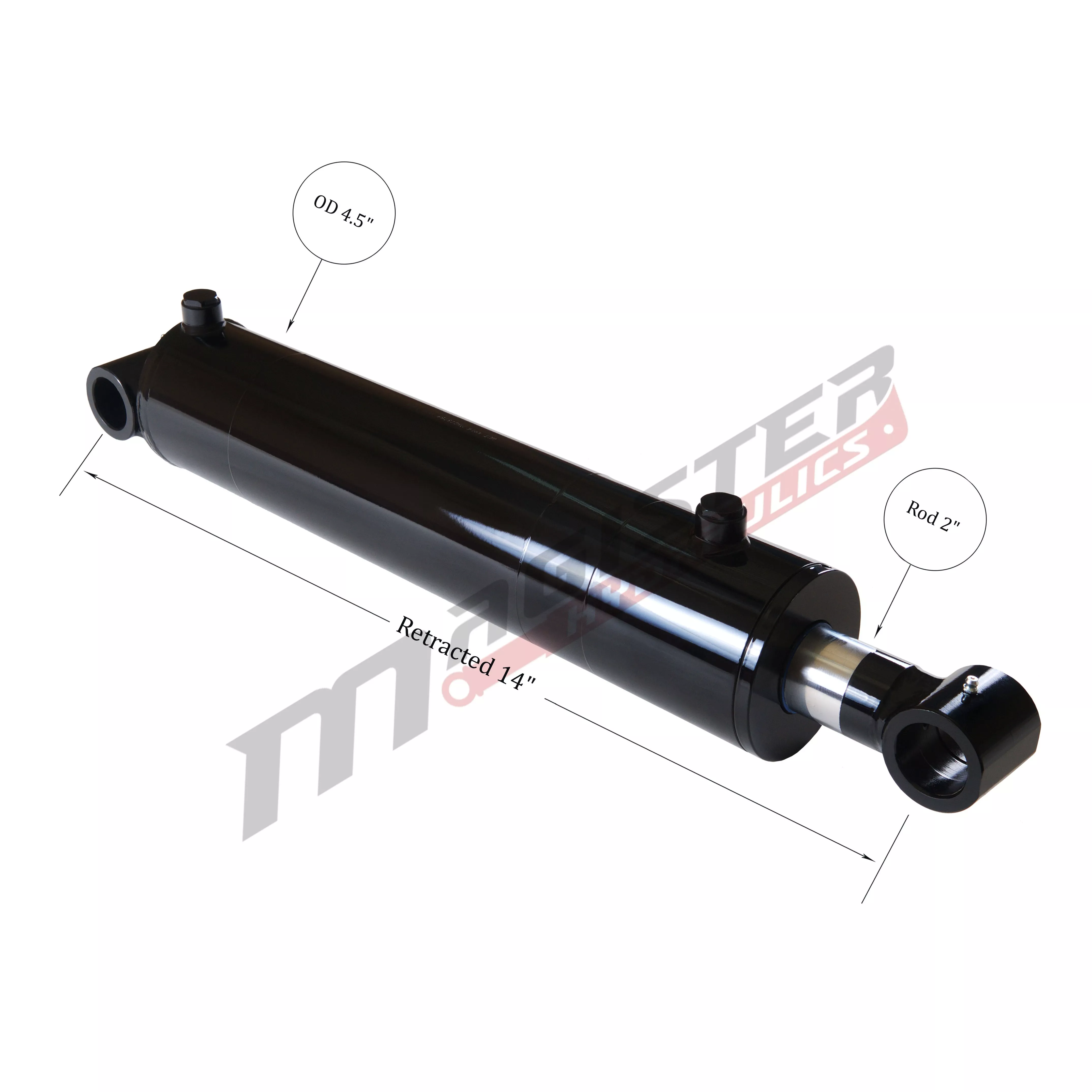Magister 4" bore x 4" stroke cross tube hydraulic cylinder - WCT 4x4