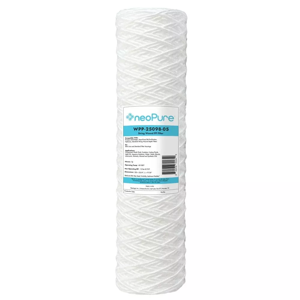 Neo-Pure WPP-25098-05 10" Surfactant FreeString Wound Filter 5 Micron