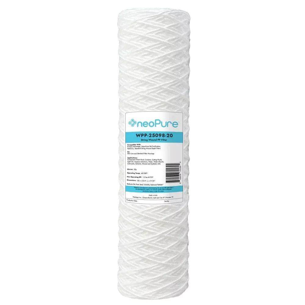 Neo-Pure WPP-25098-20 10" Surfactant FreeString Wound Filter 20 Micron
