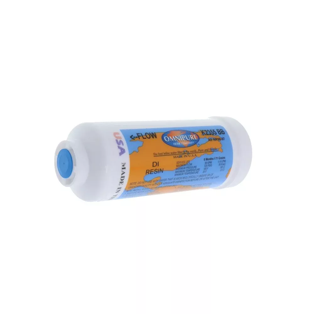 Omnipure Inline K2355-BB DI Mixbed Resin - 6" x 2" Filter - 1/4" FPT