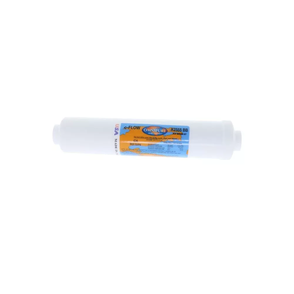 Omnipure Inline K2555-BB DI Mixbed Resin - 10" x 2" Filter - 1/4" FPT