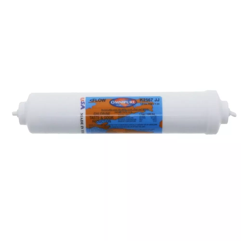 Omnipure Inline K2567-JJ GAC + 0.5lb KDF 55 - 10" x 2" Filter - 1/4" Quick Connect