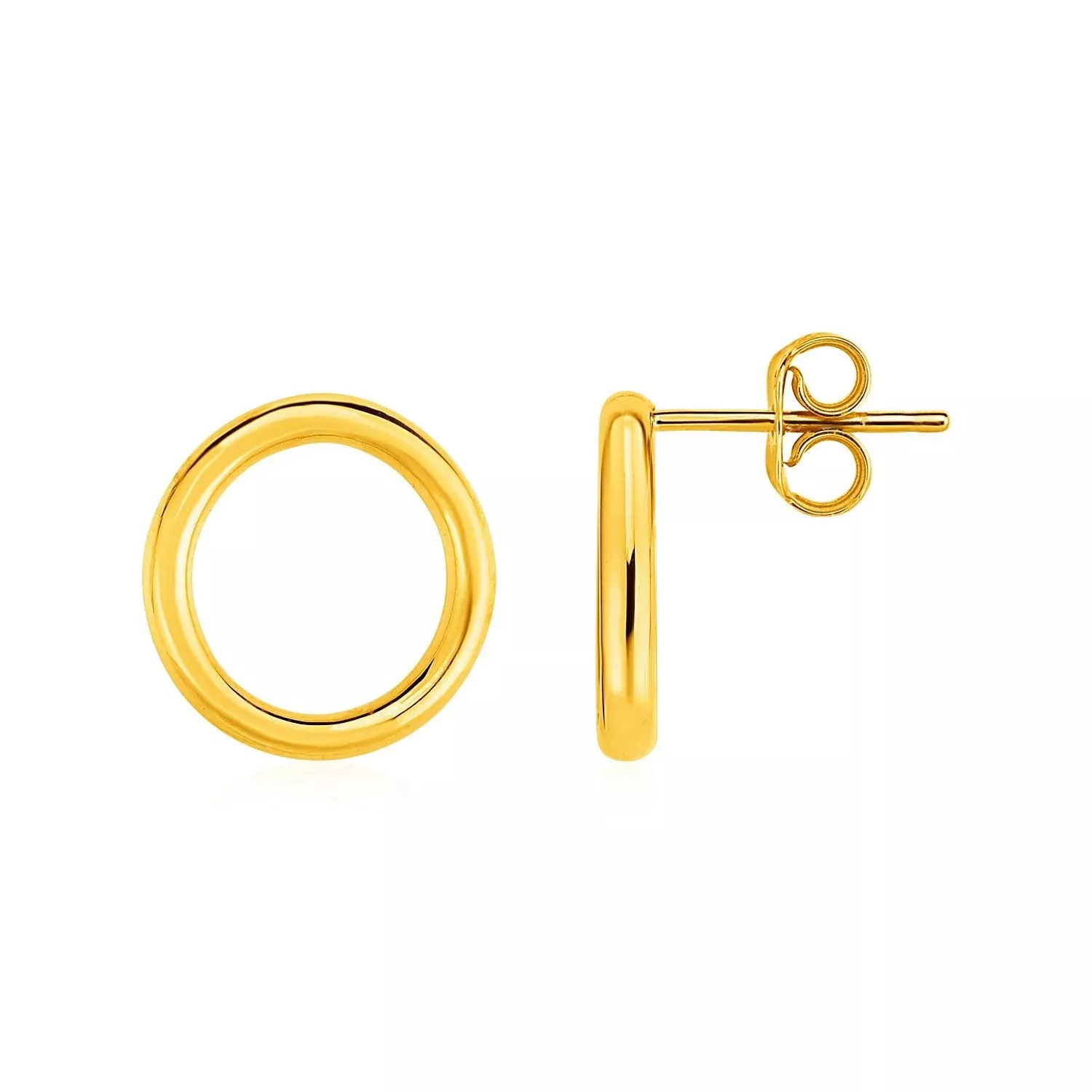 Open Circle Post Earrings in 14k Yellow Gold