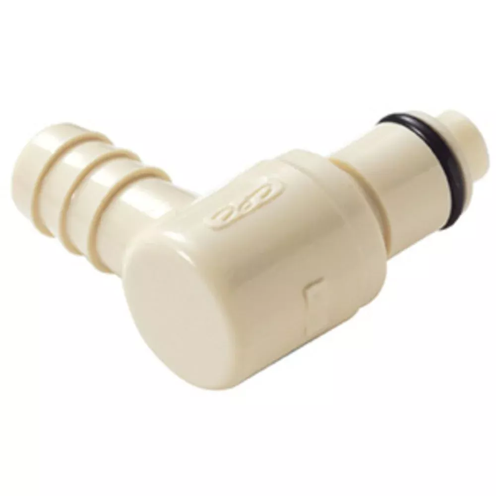 PLCD2300612 Valved Elbow Hose Barb Coupling Insert 3/8 ID Barb