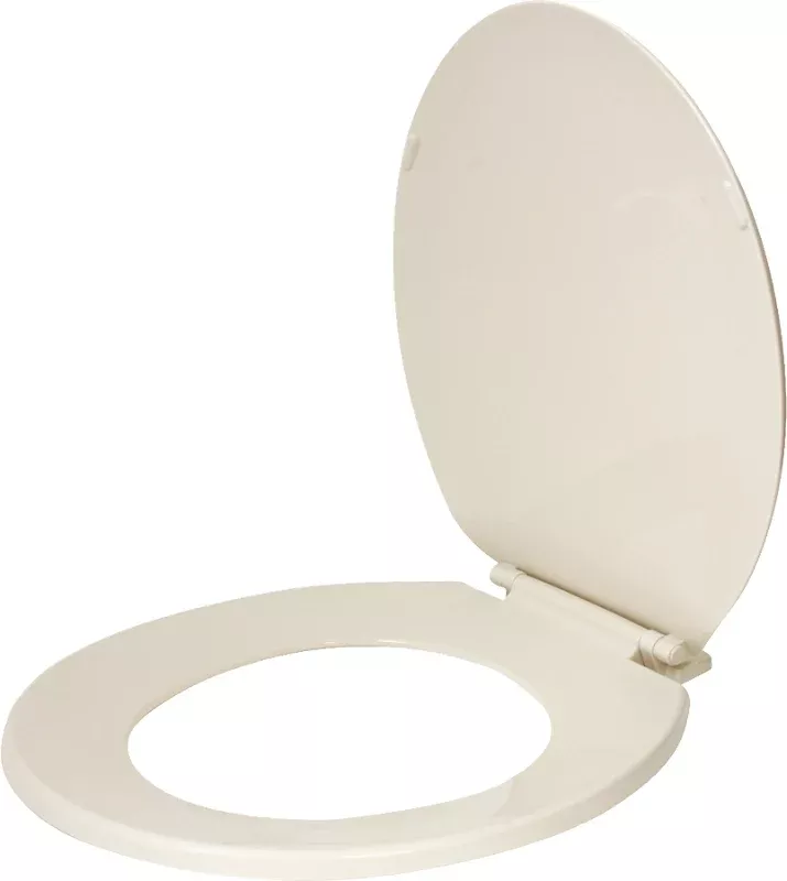 ProSource KJ-883A1-BN Toilet Seat, Round, Plastic, Bone, Plastic Hinge Hinge