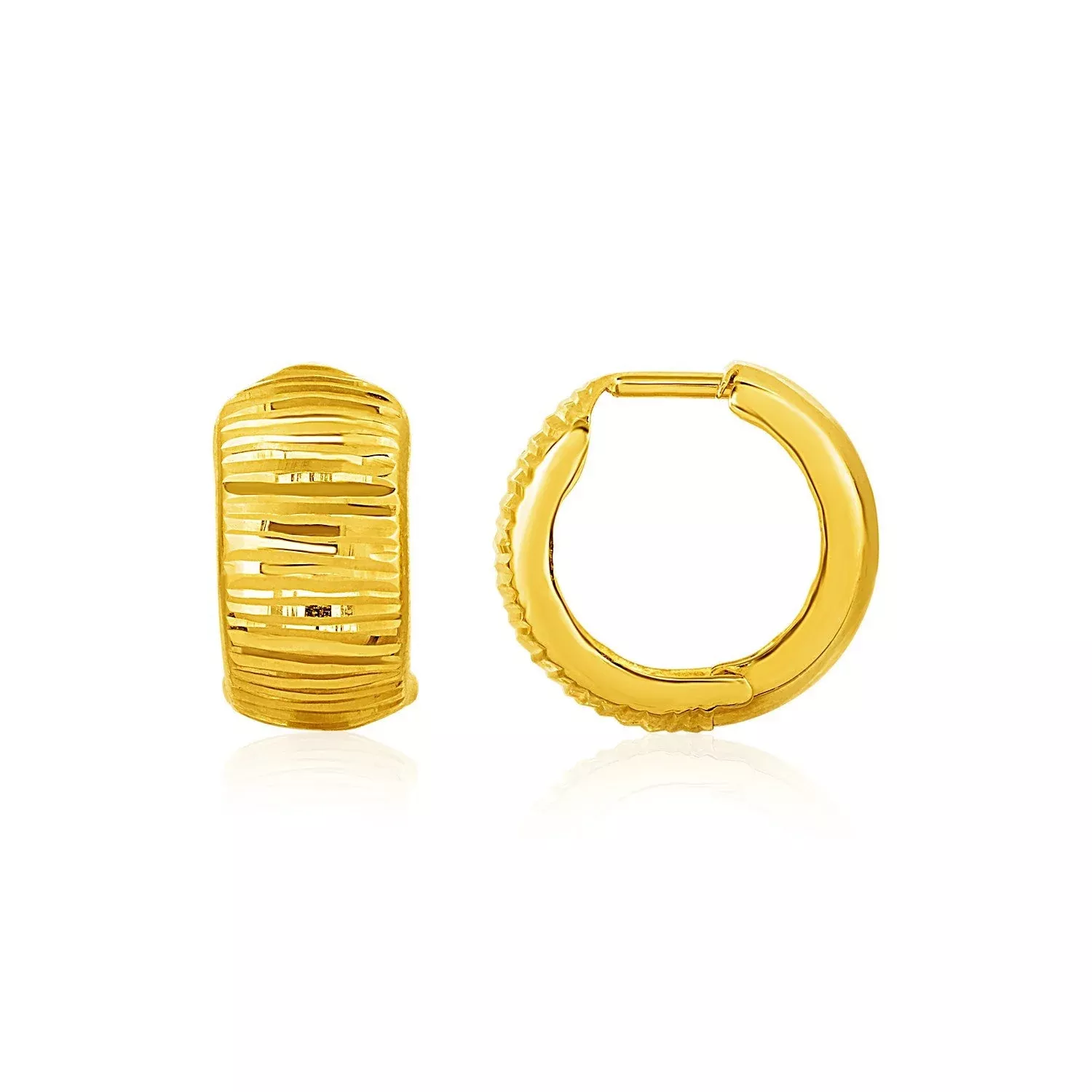 Reversible Textured and Smooth Snuggable Earrings in 10k Yellow Gold