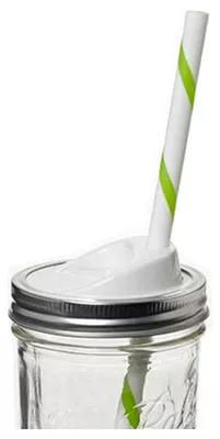 Sip & Straw Lids, Fits Regular Mouth Jars, Set Of 4