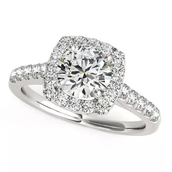 Square Shape Halo Diamond Engagement Ring in 14k White Gold (1 1/2 cttw)