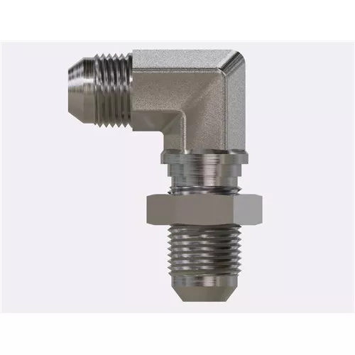 SS-2701-LN-06-06-FG - 06MJ JIC Bulkhead Union Elbow 90° with Locknut