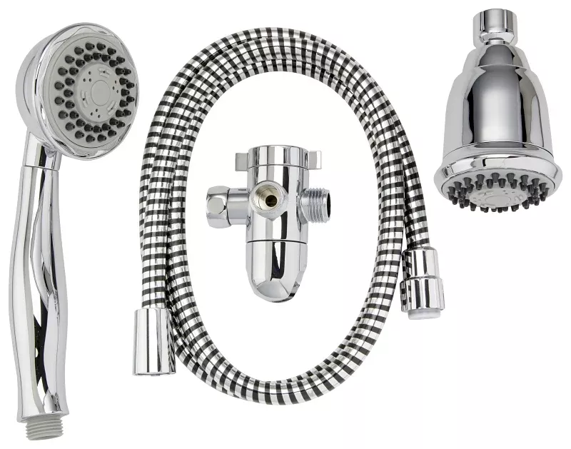 Stylewise K750CP Shower Head Kit, 1.8 gpm, 3 -Spray Function, Polished Chrome, 60 in L Hose