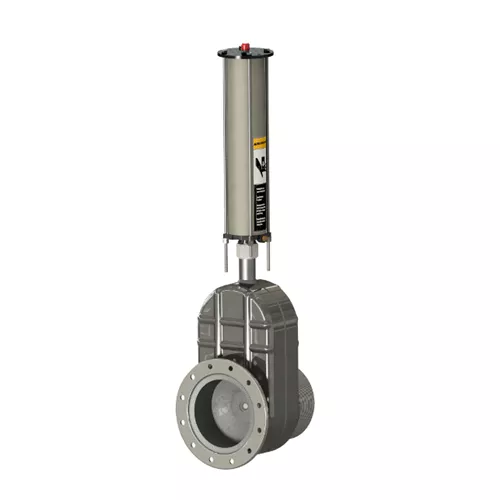 SV716MSTS - Pneumatic Operated 6" Sliding Valve (Replaceable O-ring Seat) – 6" Threaded Pipe x TTMA Flange