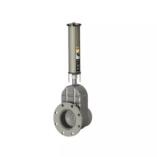 SV766SSTS - Pneumatic Operated 6in Sliding Valve (Replaceable O-ring Seat) – 6in Threaded Pipe x ANSI Flange